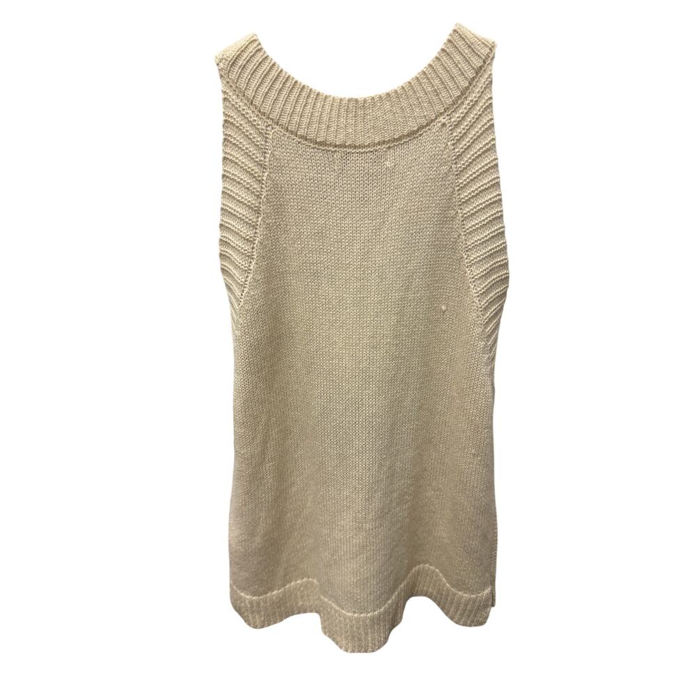 🤍 Nine West L Cream Chunky Knit Sleeveless Sweater Vest Minimalist Womens Prep - Picture 3 of 4
